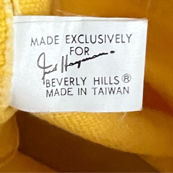 Fred Hayman Vintage Beverly Canvas Tote Yellow 16" x 11" x 5" - Picture 7 of 9